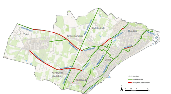 Kort over nye og planlagte cykelruter