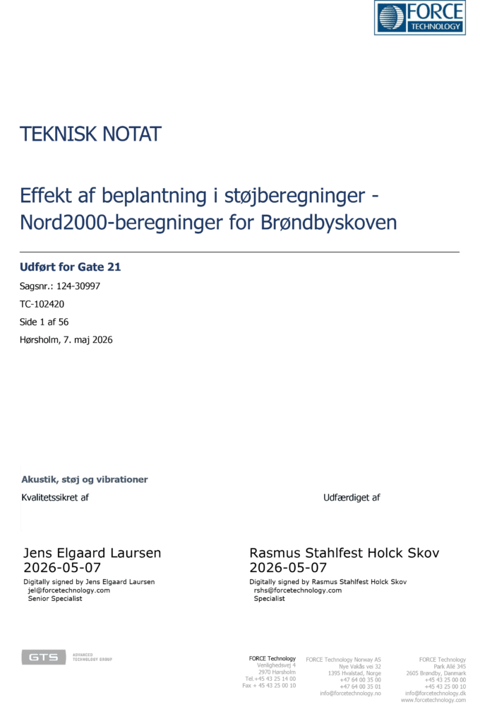Effekt af beplantning i støjberegninger - Brøndbyskoven